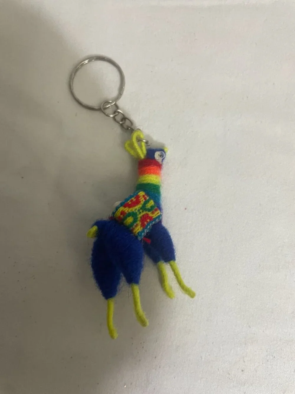 Handmade Woven Rainbow Llama Alpaca Keychain Mini Textile Souvenir Charm